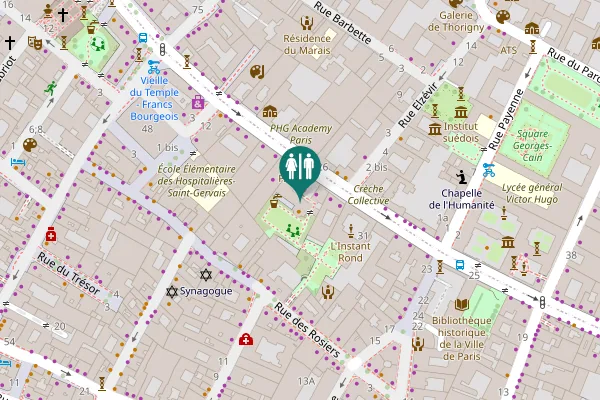 Map showing location of Rue des Francs Bourgeois 39 Toilet