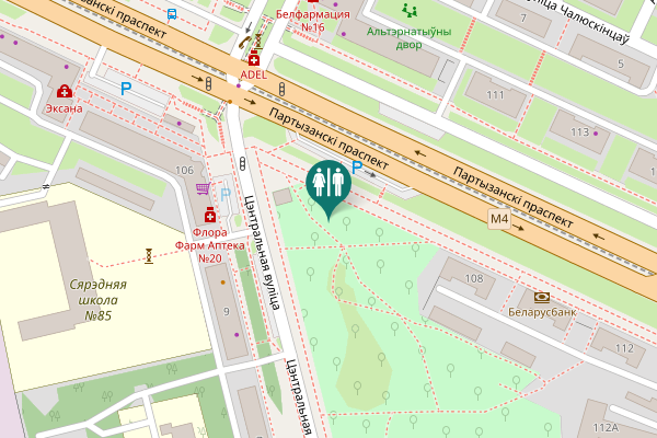 Map showing location of Партызанскі праспект Toilet