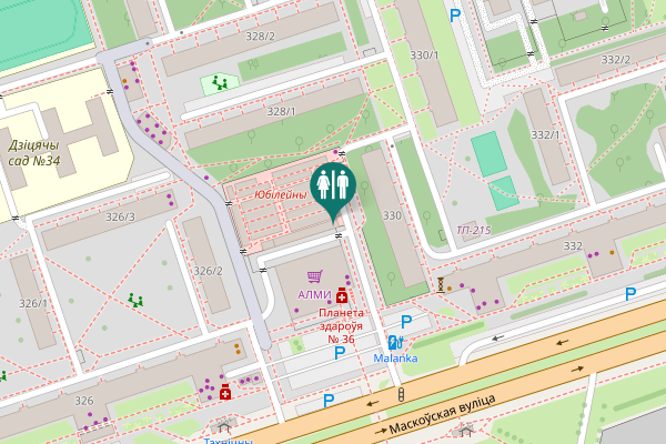 Map showing location of Маскоўская вуліца 328 Toilet