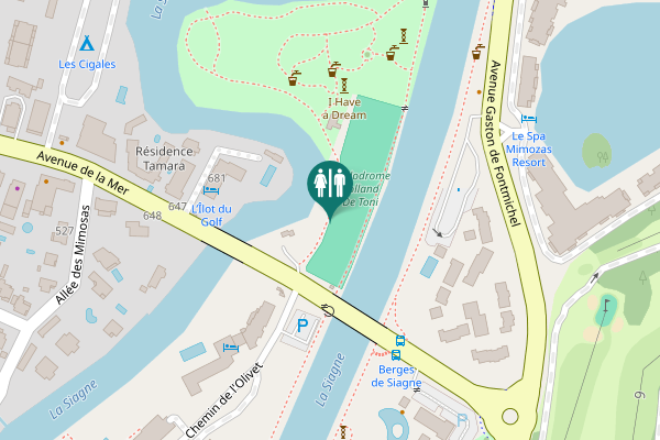 Map showing location of Avenue de la Mer Toilet