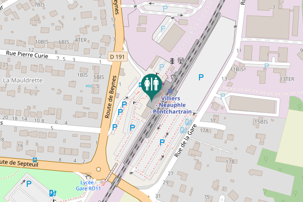 Map showing location of Place de la Gare Toilet