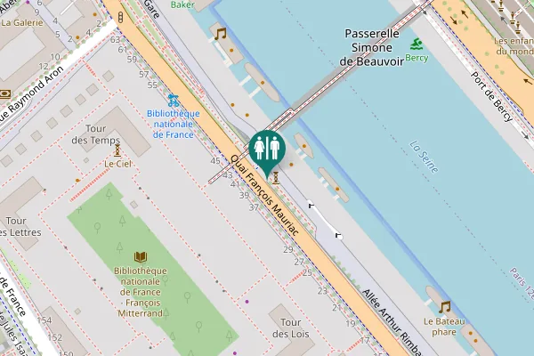 Map showing location of Quai François Mauriac Toilet