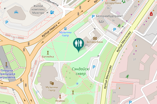 Map showing location of вуліца Мяснікова 40 Toilet