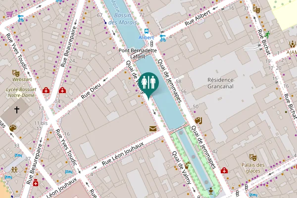 Map showing location of Quai de Valmy Toilet