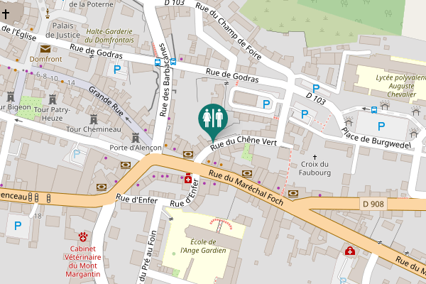 Map showing location of Rue du Chêne Vert Toilet