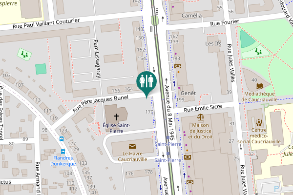 Map showing location of Rue Père Jacques Bunel Toilet