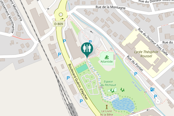 Map showing location of Piste de Sécurité Routière Toilet
