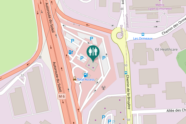 Map showing location of Chemin de la Bruyère Toilet