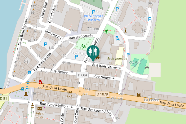 Map showing location of Rue Jules Verne Toilet
