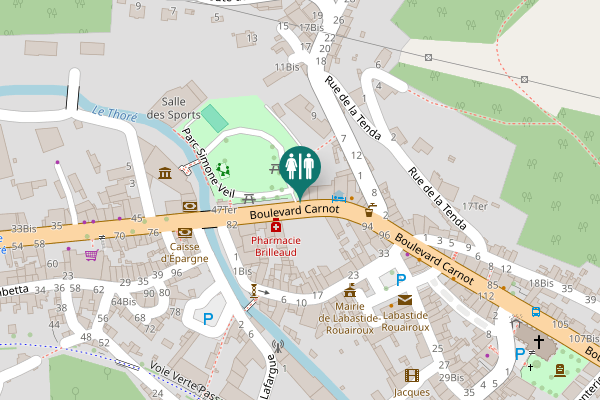 Map showing location of Parc Simone Veil Toilet