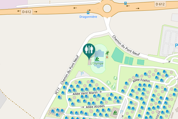 Map showing location of Chemin du Pont Neuf Toilet