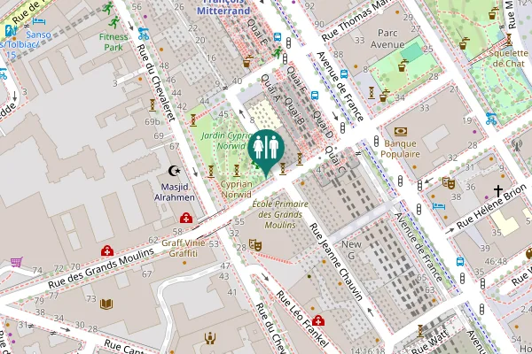 Map showing location of Rue des Grands Moulins 46 Toilet