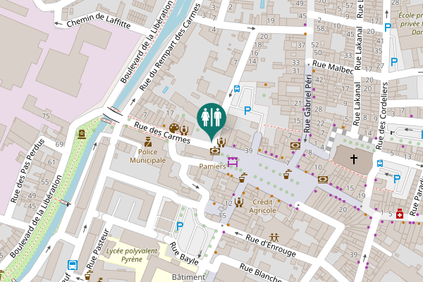 Map showing location of Toolettes publiques
