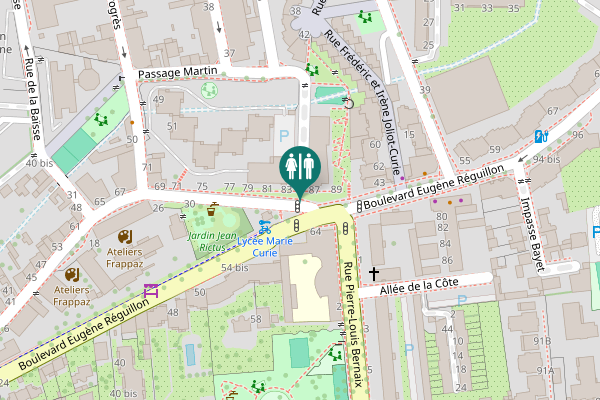 Map showing location of Rue Docteur Frappaz 85 Toilet