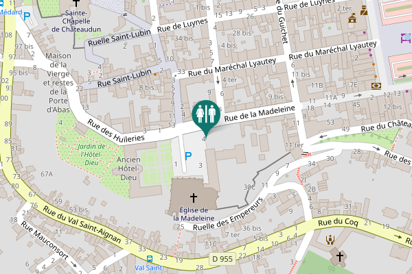 Map showing location of Square de la Madeleine 4 Toilet
