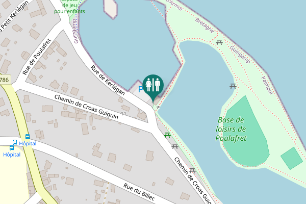 Map showing location of Rue de Kerlégan Toilet