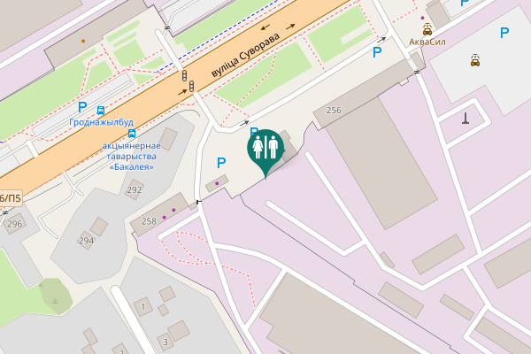Map showing location of вуліца Суворава 256А Toilet