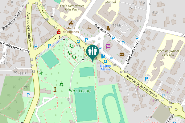 Map showing location of Biganos Toilet