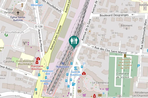 Map showing location of Avenue de la Gare Toilet
