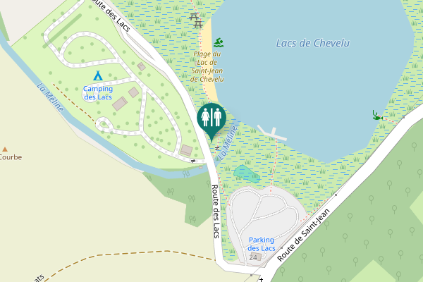 Map showing location of Route des Lacs Toilet