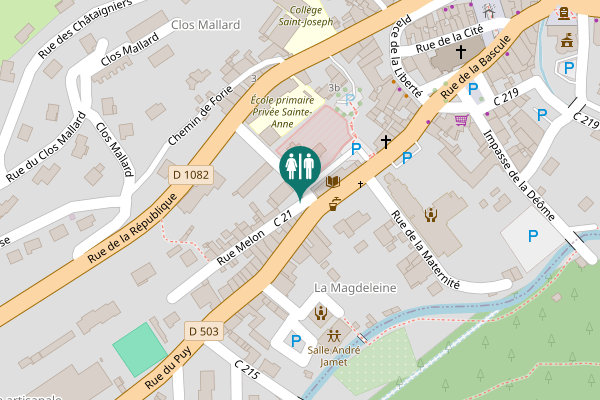Map showing location of Rue Melon Toilet
