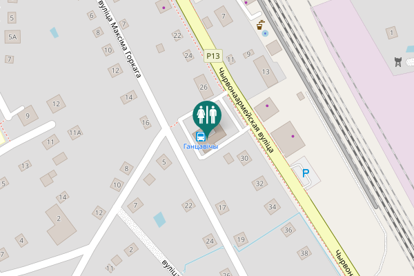 Map showing location of Чырвонаармейская вуліца 28 Toilet