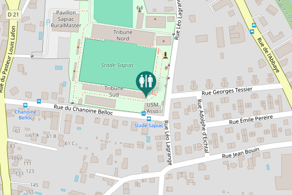 Map showing location of Rue du Chanoine Belloc Toilet