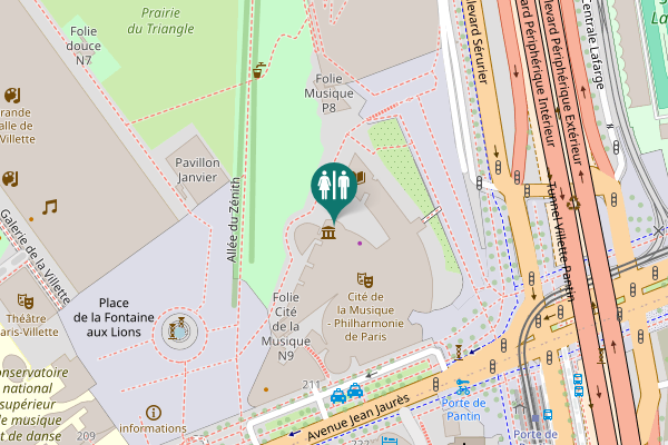 Map showing location of Avenue Jean Jaurès 221 Toilet