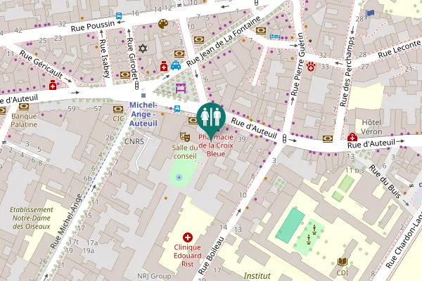 Map showing location of Rue d'Auteuil 43 Toilet