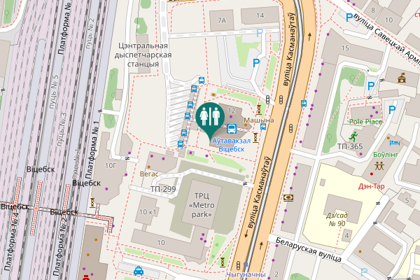 Map showing location of вуліца Касманаўтаў 12 Toilet