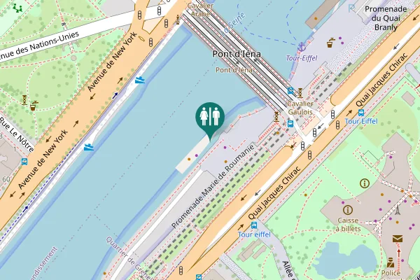 Map showing location of Paris Toilet