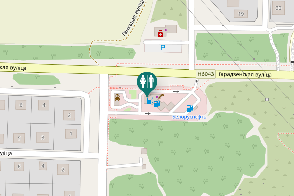 Map showing location of Гарадзенская вуліца 117 Toilet