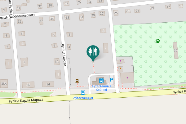 Map showing location of вуліца Карла Маркса 32 Toilet