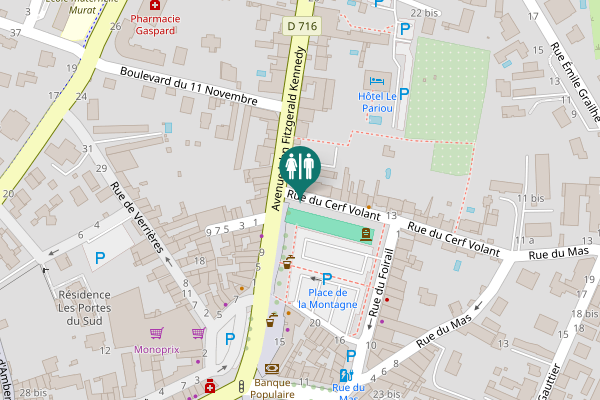 Map showing location of Rue du Cerf Volant 1 Toilet