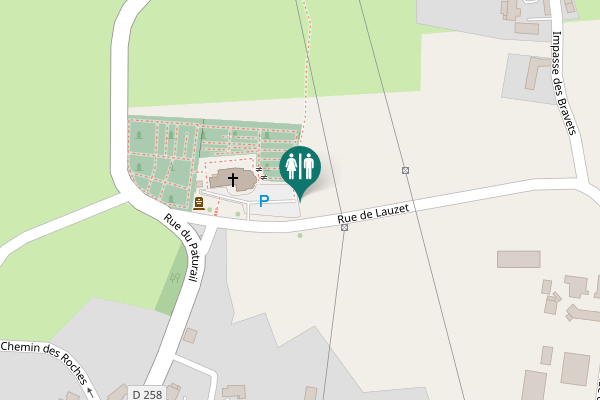 Map showing location of Rue de Lauzet Toilet