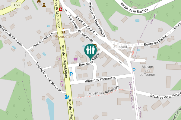 Map showing location of Rue de la Sagne Toilet