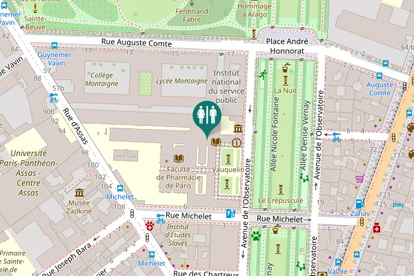 Map showing location of Avenue de l'Observatoire 4 Toilet