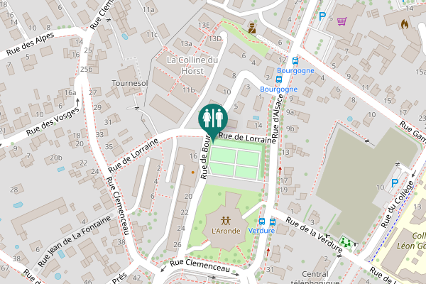 Map showing location of Rue de Lorraine Toilet