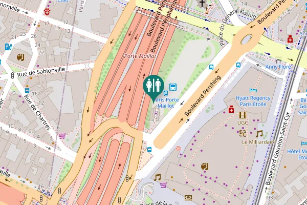 Map showing location of Boulevard Périphérique Intérieur Toilet