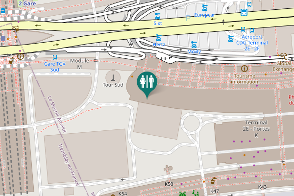 Map showing location of Le Mesnil-Amelot Toilet