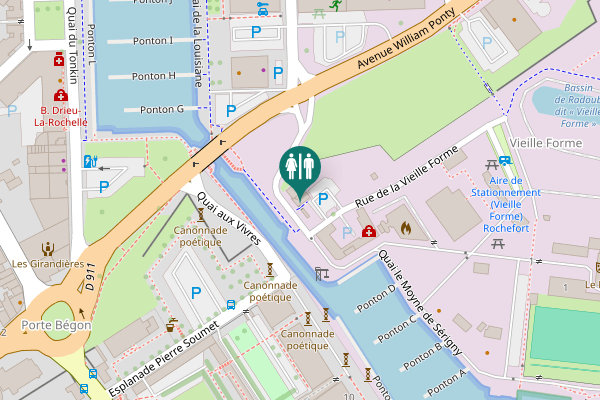 Map showing location of Quai le Moyne de Sérigny Toilet