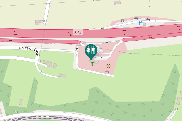 Map showing location of A 43 Toilet