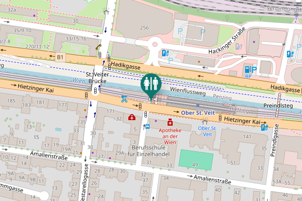 Map showing location of Hietzinger Kai 143 Toilet
