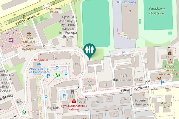 Map showing location of вуліца Вароўскага 17 Toilet