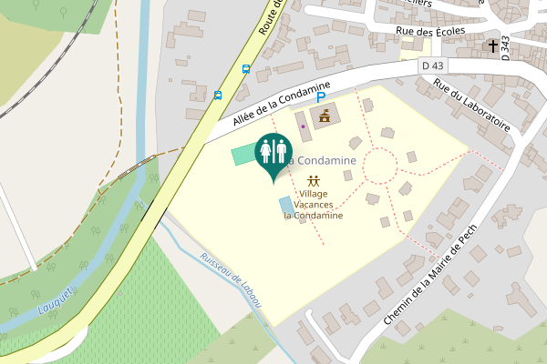 Map showing location of Allée de la Condamine Toilet