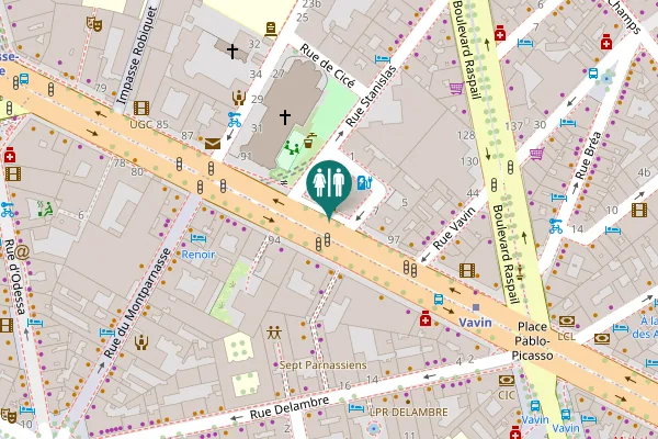Map showing location of Boulevard du Montparnasse 93 Toilet