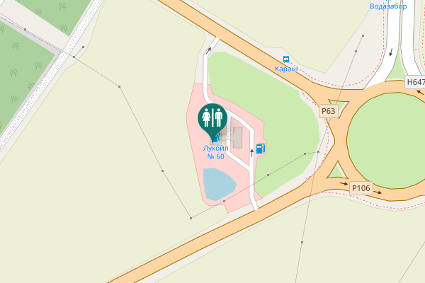 Map showing location of Р106 Toilet