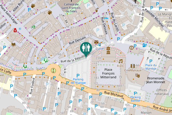 Map showing location of Chambéry Toilet