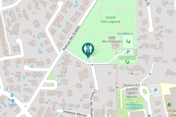 Map showing location of Chemin des Oliviers Toilet