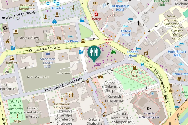 Map showing location of Shëtitorja Murat Toptani Toilet